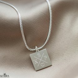 "Trend" slv halskde med krydsgravering og 2 mm. panzer kde