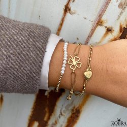 "Fortuna" firklver armbnd med guldkugler i forgyldt