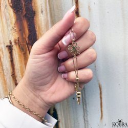 "Fortuna" firklver armbnd med guldkugler i forgyldt