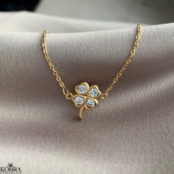 "Trinna" 14 karat forgyldt armbnd med firklver og personlig indgravering