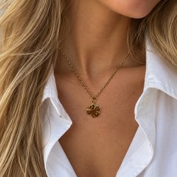 "Felicity" guld halsk�de med lille firkl�ver inklusiv gravering