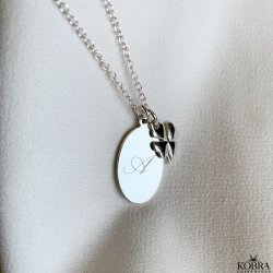 "Lucky" slv halskde med firklver inklusiv gravering