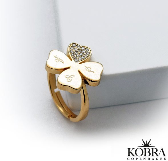 "Jade" Ring in 14 carat gold plated with personalized engraving