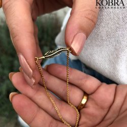 "Merle" 18 carat gold plated necklace / choker with feathers