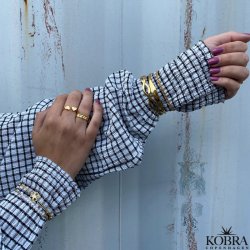 "Fortuna" firklver armbnd med guldkugler i forgyldt