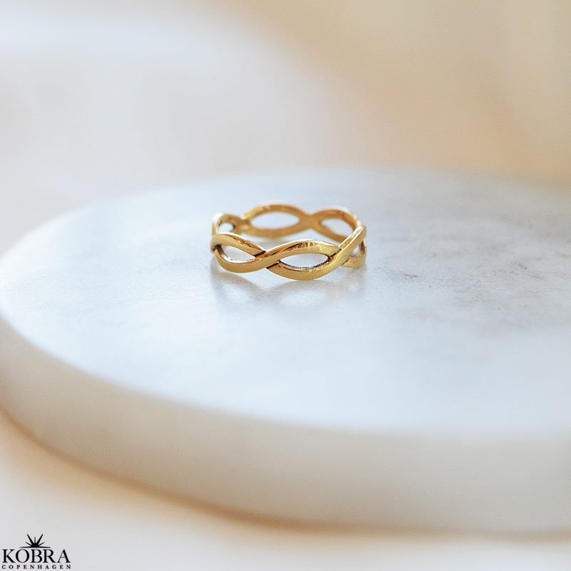 "Elva" 18 karat forgyldt flettet ring