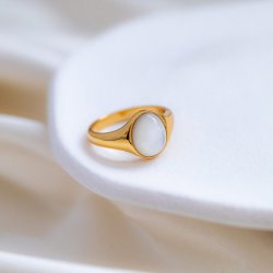 "Flora" gullring med perlemor