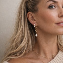 "Flower" 18k gold plated hoops with flowers