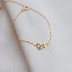 "Juliette" 18 karat forgyldt hjerte armb�nd med sten