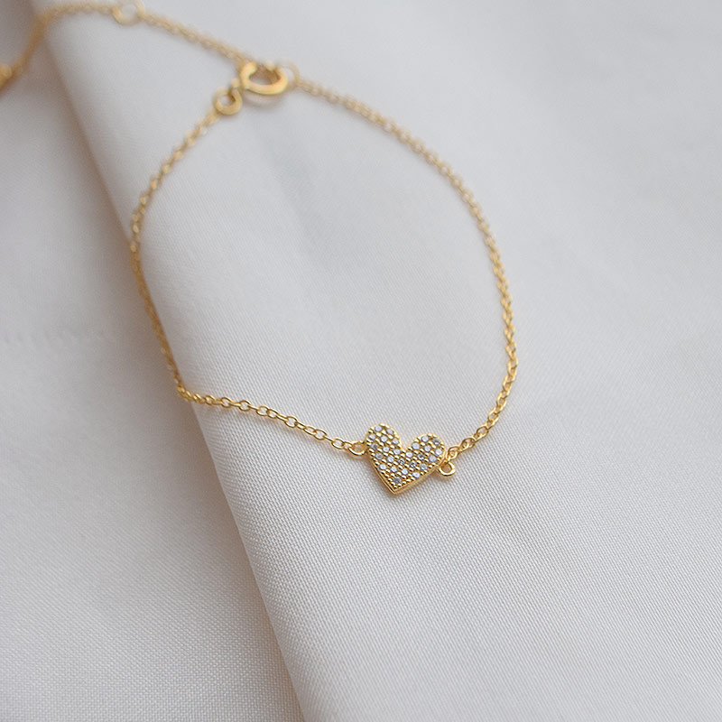 "Juliette" 18 karat forgyldt hjerte armb�nd med sten