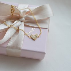 "Juliette" 18 karat forgyldt hjerte armb�nd med sten