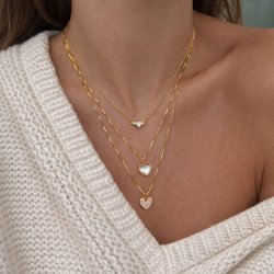 "Juliette" 18 karat forgyldt hjerte halsk�de med sten