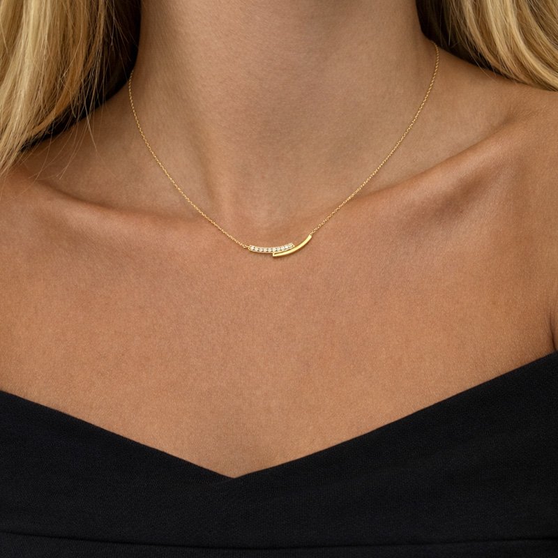 "Zena" enkel halsk�de med sten 18 karat forgyldt