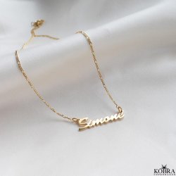 "Saga" Personlig Navnehalskde  Hndlavet i 18K forgyldt slv