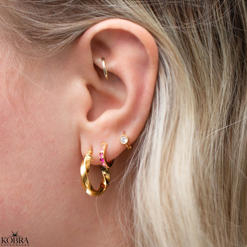 "Talua" mini forgyldte reringe med hvide eller bl sten