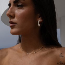 "Maggie" guld perle hoops / øreringe