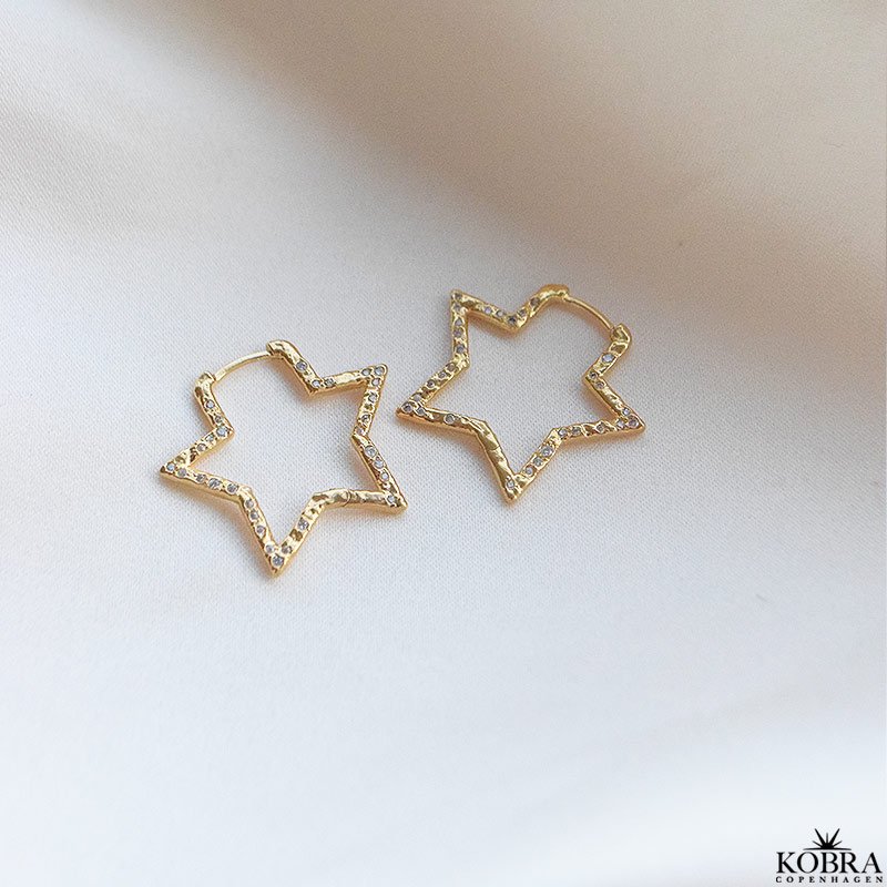 "Stargaze" Star Hoops  18k goldplated Silver