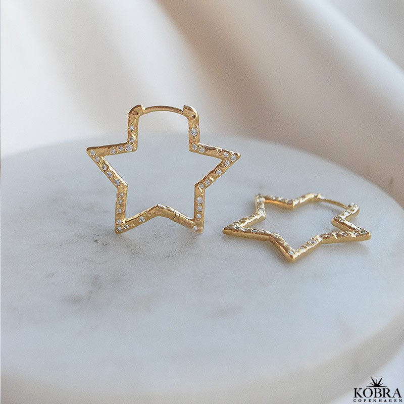 "Stargaze" Star Hoops  18k goldplated Silver