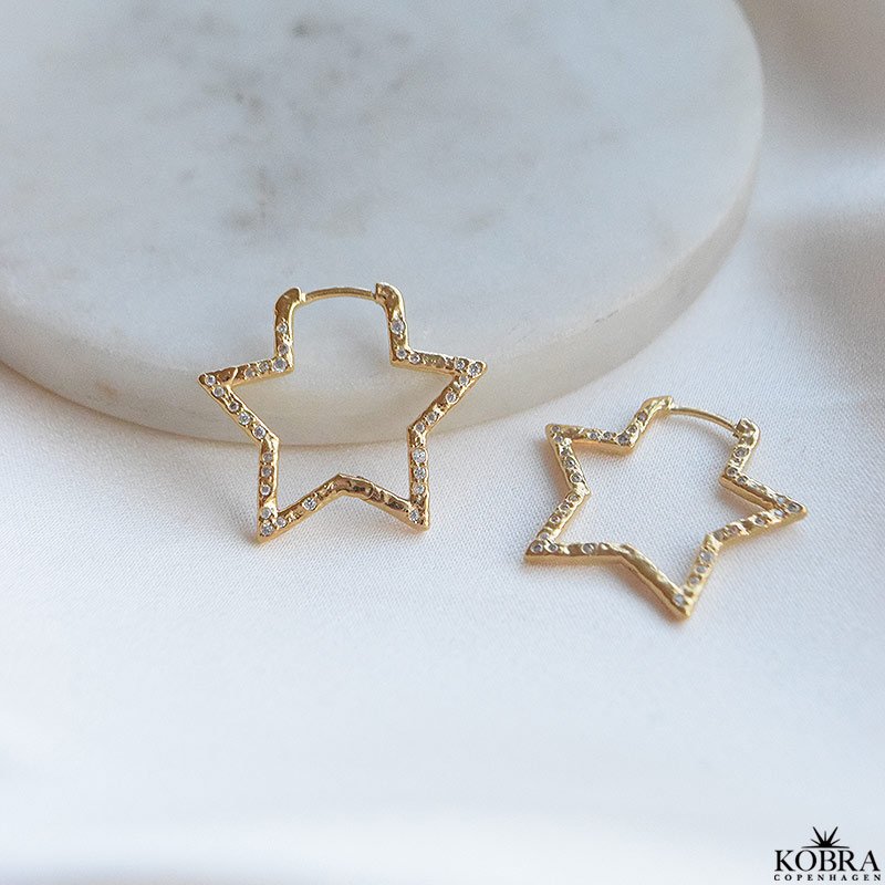 "Stargaze" Star Hoops  18k goldplated Silver