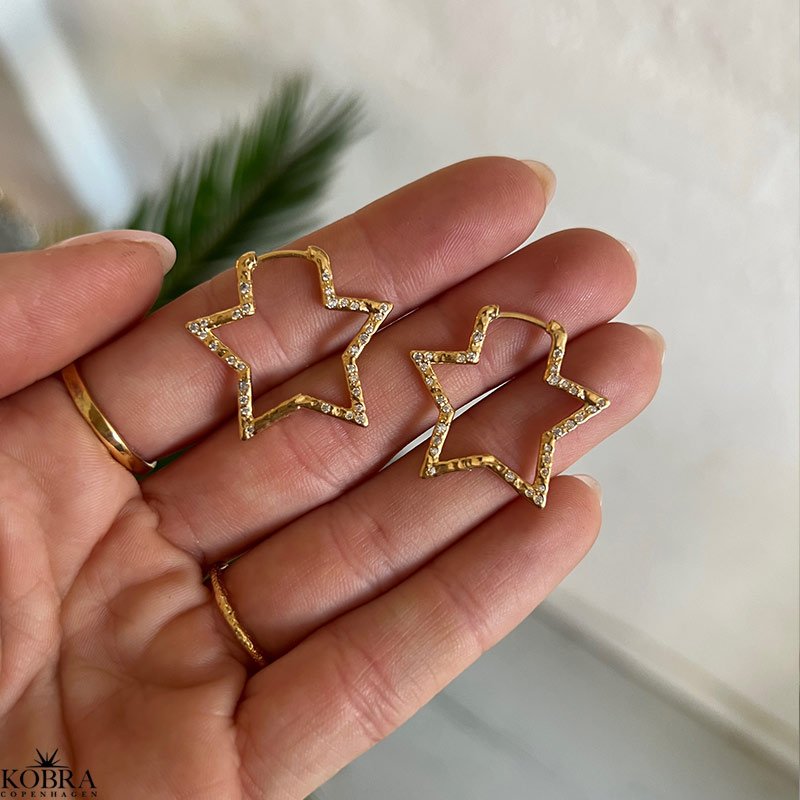 "Stargaze" Star Hoops  18k goldplated Silver