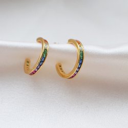 "Spring" 18 karat forgyldte creoler med farvede sten