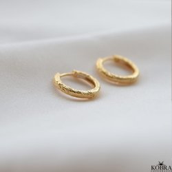 "Levine" 18 karat forgyldte "chrushed" hoops