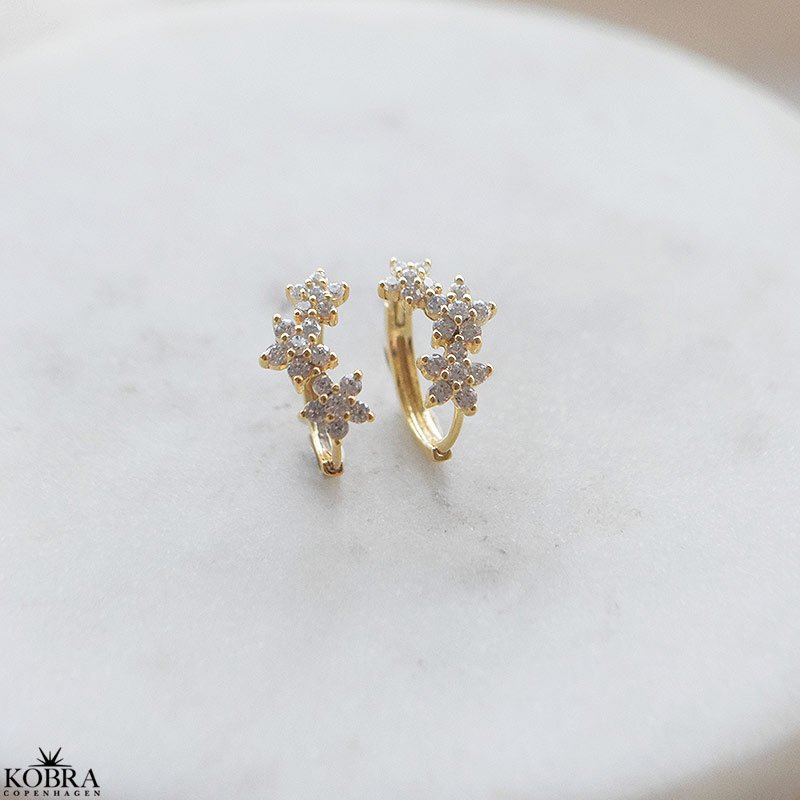 "Flower" 18k forgyldte hoops med blomster