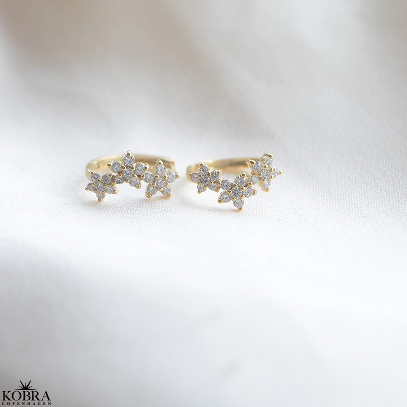 "Flower" 18k forgyldte hoops med blomster