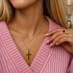 "Promise" 18 karat forgylt kors med gravering (Large)