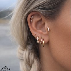 "Rosalee" piercing with leaf and drop stone (1 pc.)