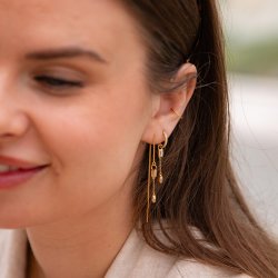 "Lindsey" hoops med vedh�ng og sten � 18k forgyldt