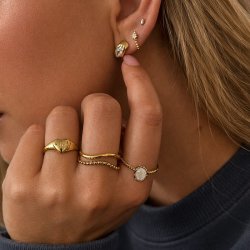 "Tuesday" sm� guld hoops med sten