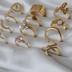 "Rosalia" gold-plated ring with pink stones