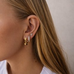 "Lucia" small gold cross ear studs
