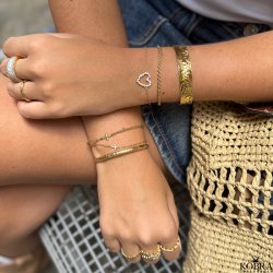 "Lucia" 18k Forgyldt armbnd med kors og zirkonia