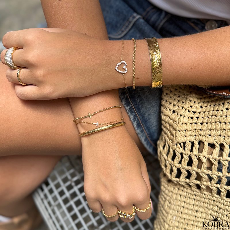 "Enna" gold cross bracelet with balls