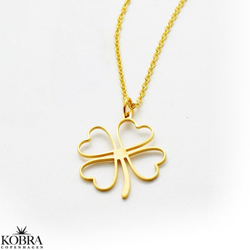 "Fortuna" 18 karat forgyldt firkløver halskæde