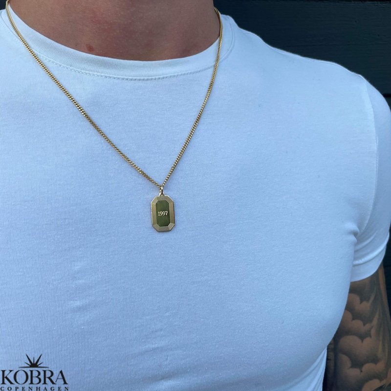 "Tarot" 18 karat forgyldt halskde til mnd med gravering (Large)