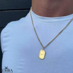 "Tarot" 18 karat forgyldt halskde til mnd med gravering (Large)