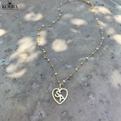 "Alba" ball necklace with colored enamel balls in gilt