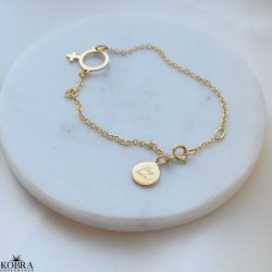 "Girl Power" forgyldt armbnd med kvindetegn og plads til gravering