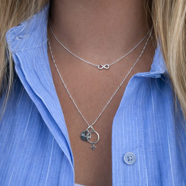 "Girl power" necklace with sterling silver women's sign