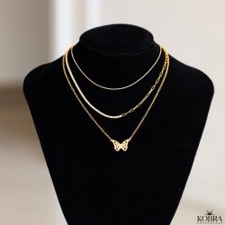 "Ruby" 18 karat forgyldt halskde med kde og sten