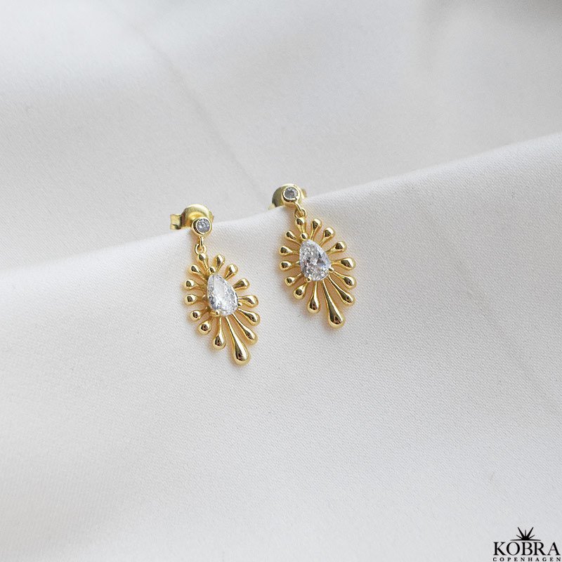 "GOLD SPLASH" gold earrings with stones