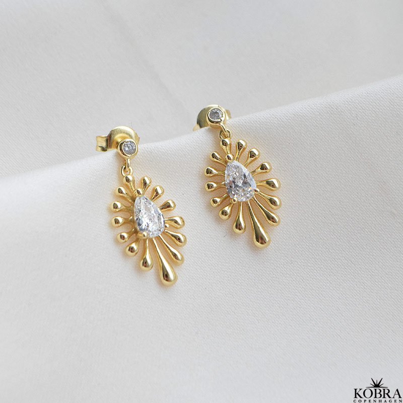 "GOLD SPLASH" gold earrings with stones