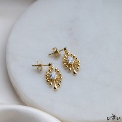 "GOLD SPLASH" gold earrings with stones