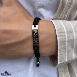 "Mercury" vandfast stl armbnd med din indgravering (sort)