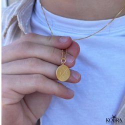 ID tag guld halskæde med "kryds" gravering til mænd