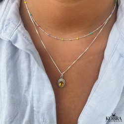 "Crystal" silver necklace with yellow citrine