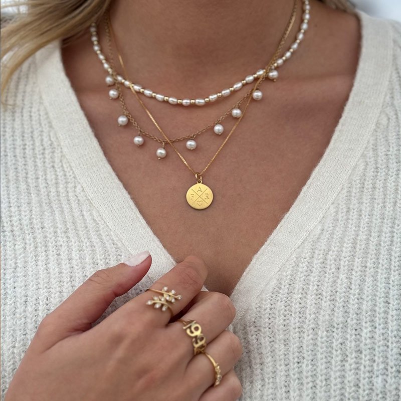 ID tag in 18 carat gold plated with "cross" and your personal engraving